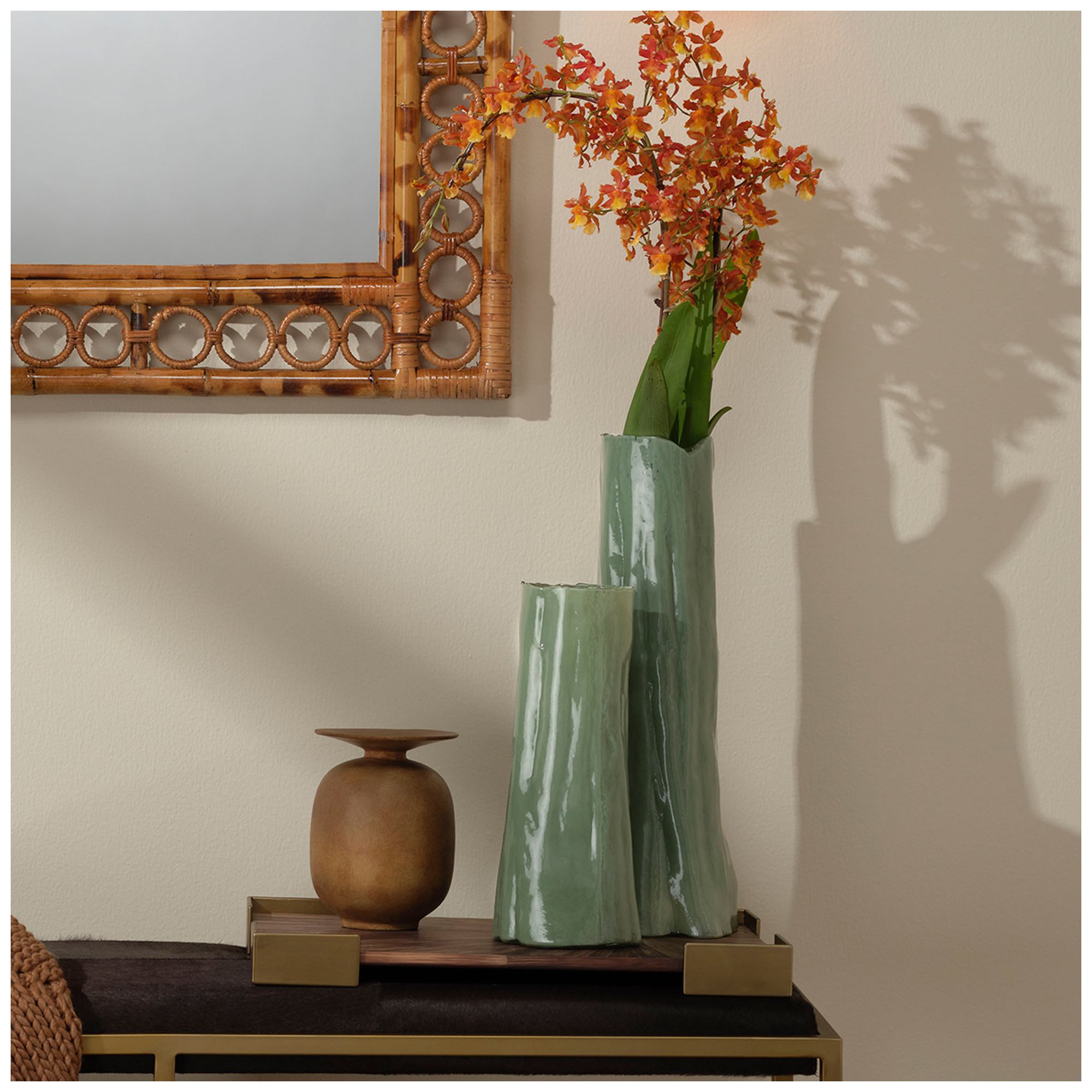 Image 2 Jamie Young Sequoia Green Glass Decorative Vase 14" more views