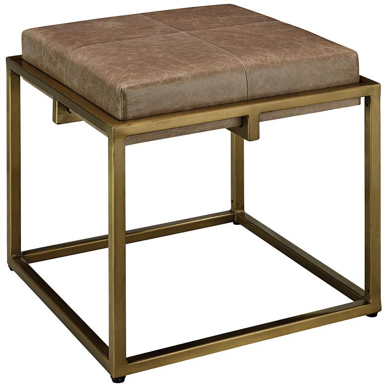 Image 1 Jamie Young Shelby 18" Taupe Leather and Nickel Accent Stool