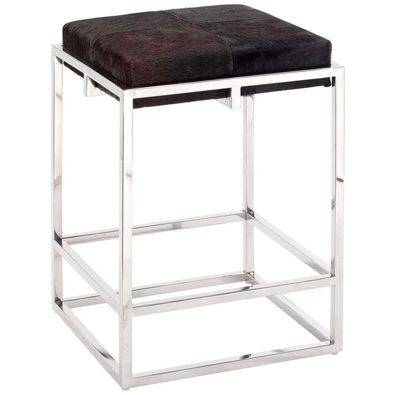 Image 1 Jamie Young Shelby 27 inch High Espresso Hide and Nickel Counter Stool