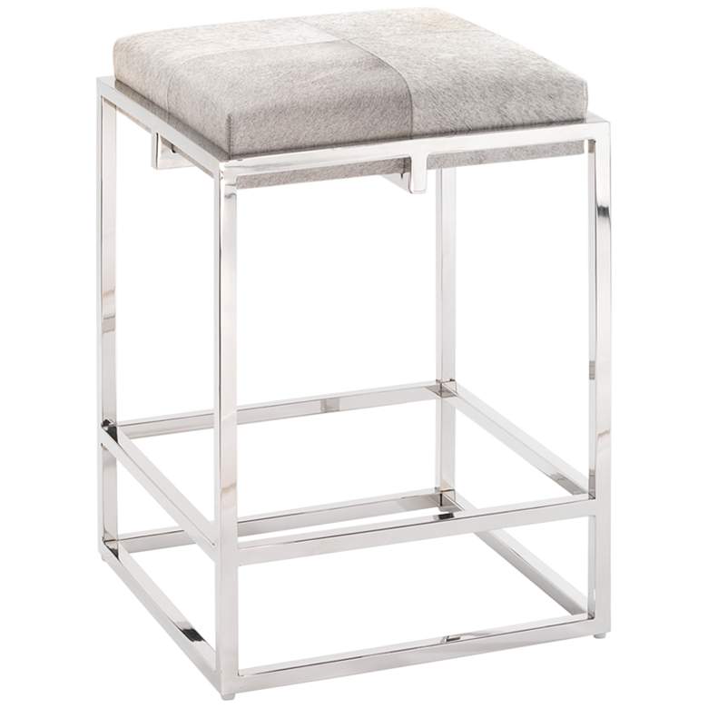 Image 1 Jamie Young Shelby 27" High Gray Hide and Nickel Counter Stool