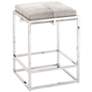 Jamie Young Shelby 27" High Gray Hide and Nickel Counter Stool