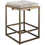Jamie Young Shelby 27" High White Hide and Antique Brass Counter Stool