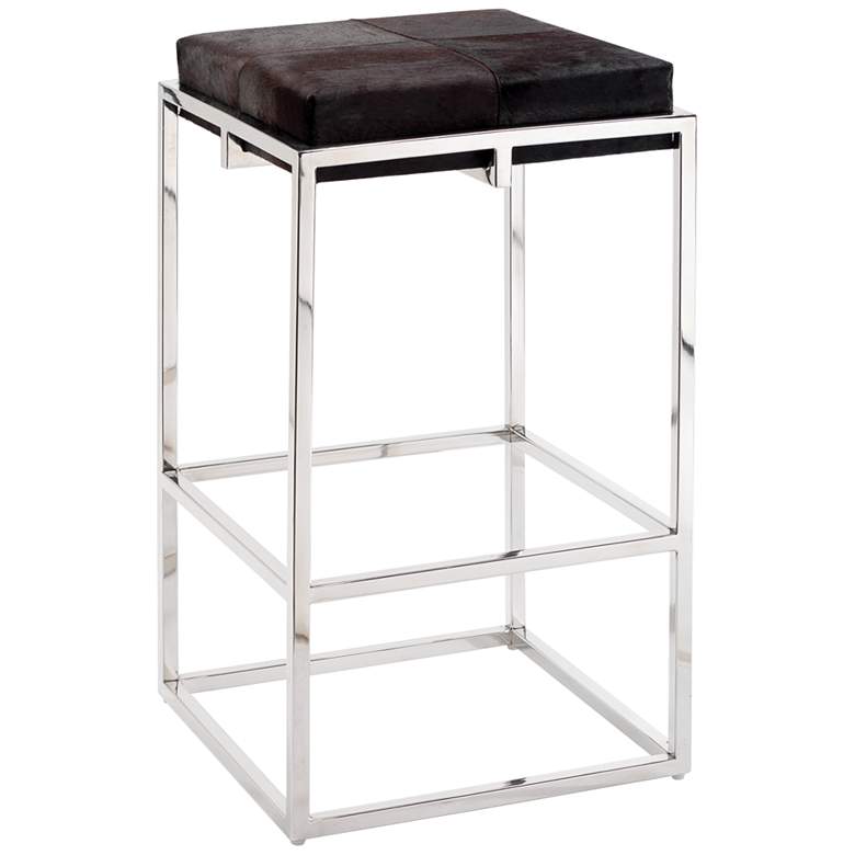 Image 1 Jamie Young Shelby 33 inch High Espresso Hide and Nickel Bar Stool
