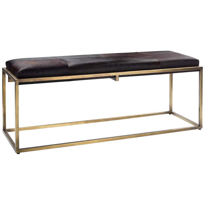 Image 2 Jamie Young Shelby 51 inch Wide Espresso and Antique Brass Banquette Bench