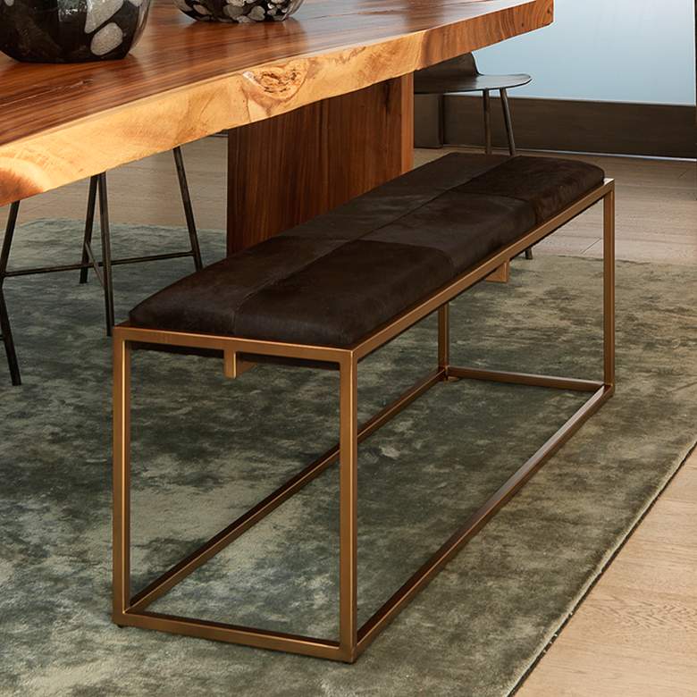 Image 1 Jamie Young Shelby 51" Wide Espresso and Antique Brass Banquette Bench
