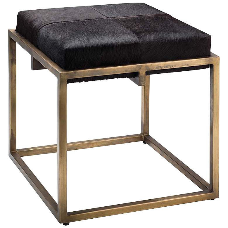 Image 2 Jamie Young Shelby Espresso Hide and Antique Brass Stool