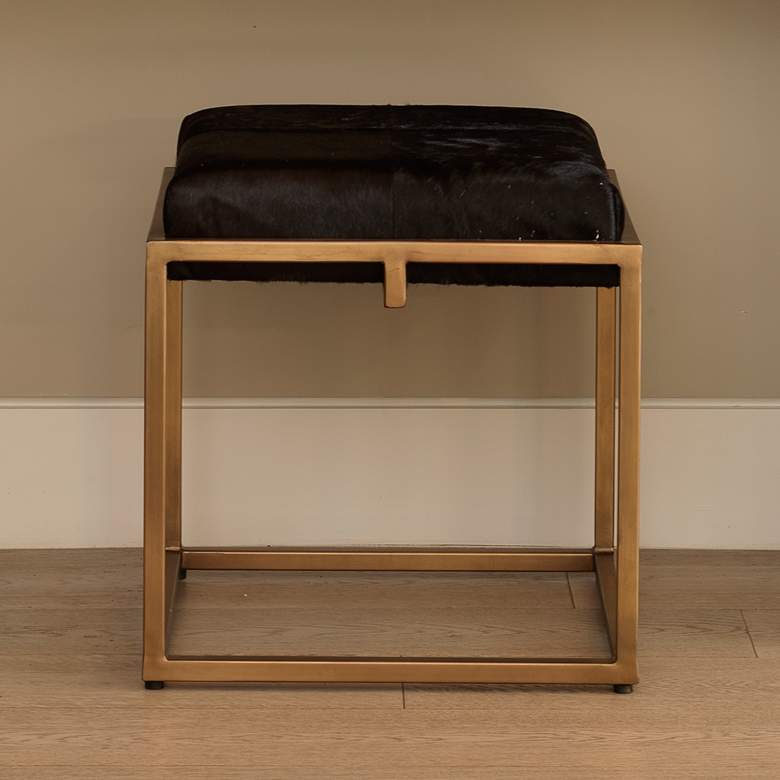 Image 1 Jamie Young Shelby Espresso Hide and Antique Brass Stool