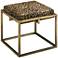 Jamie Young Shelby Leopard Print Hide Antique Brass Stool
