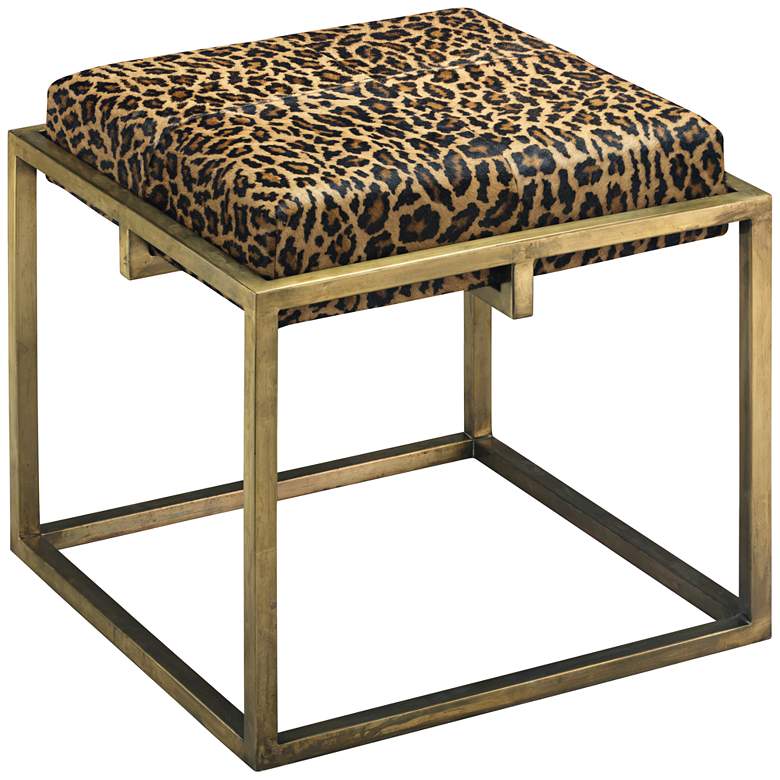 Image 1 Jamie Young Shelby Leopard Print Hide Antique Brass Stool