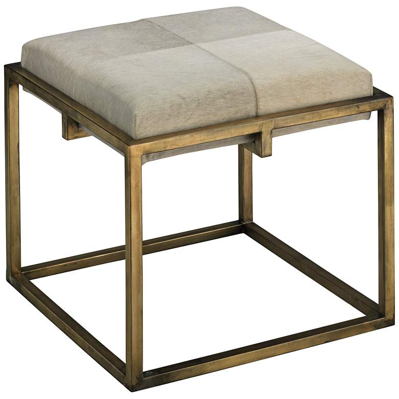 Image 1 Jamie Young Shelby White Animal Hide and Antique Brass Stool