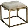Jamie Young Shelby White Animal Hide and Antique Brass Stool