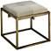 Jamie Young Shelby White Animal Hide and Antique Brass Stool