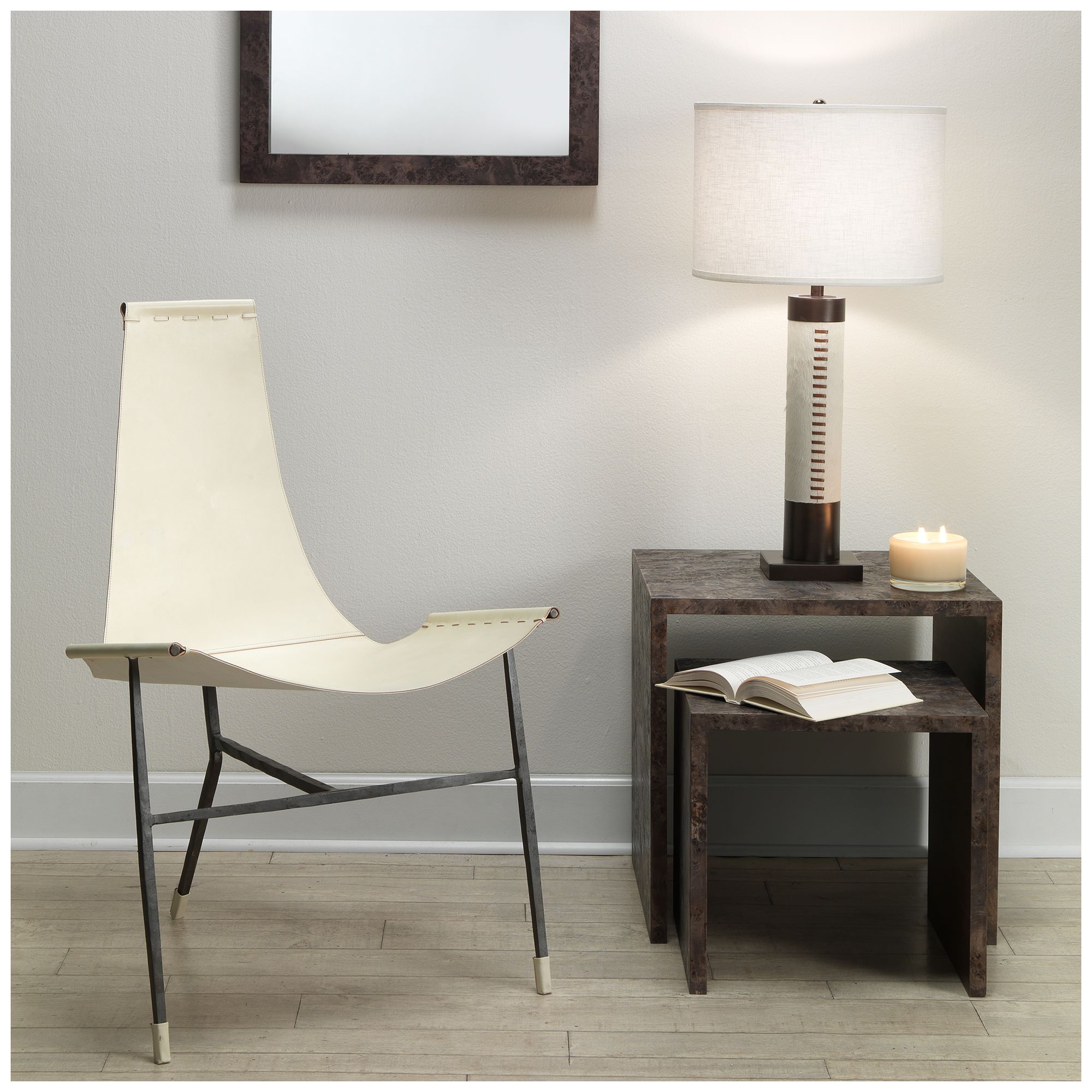 Image 5 Jamie Young Sheridan Ox Hide Table Lamp with Linen Shade more views