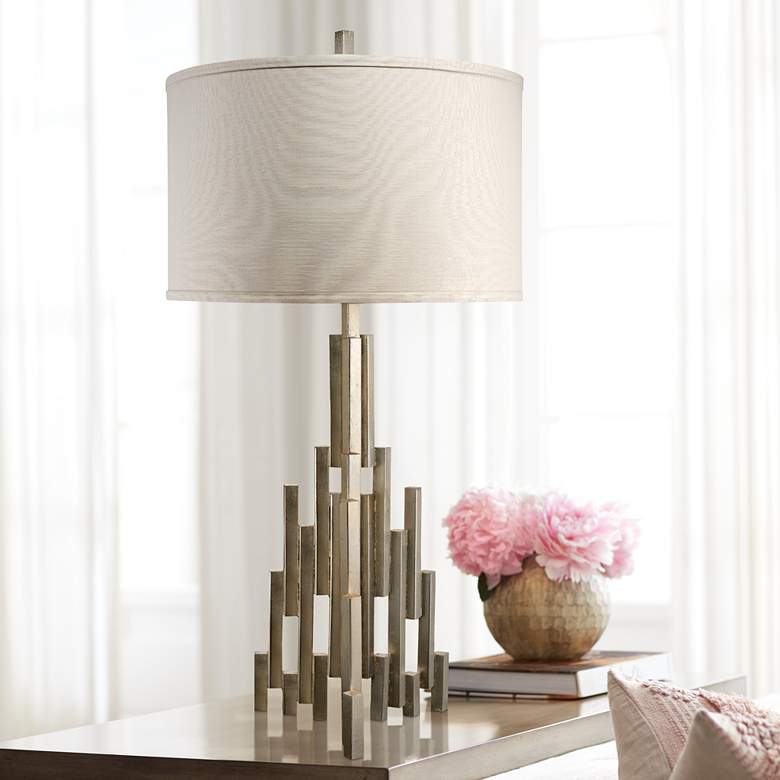 Image 1 Jamie Young Skyscraper Champagne Leaf Metal Table Lamp