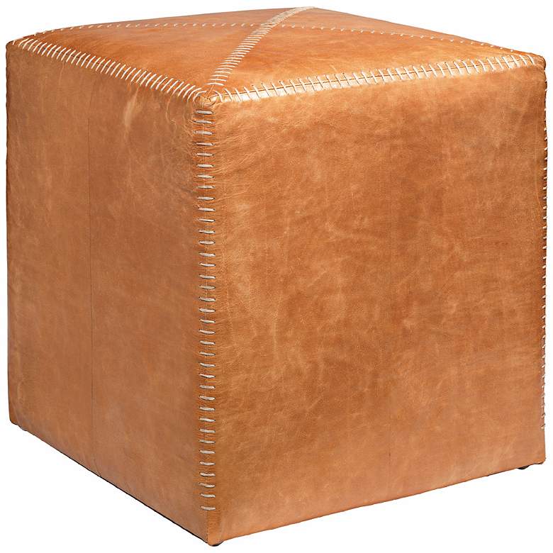 Image 1 Jamie Young Small Square Buff Leather Ottoman