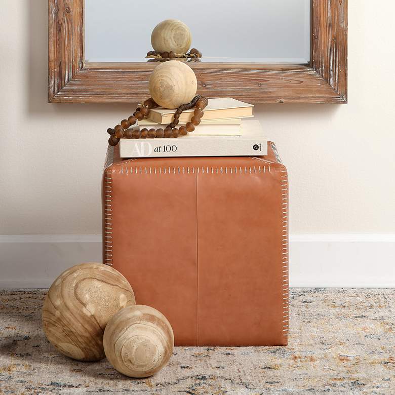 Image 2 Jamie Young Small Square Buff Leather Ottoman more views