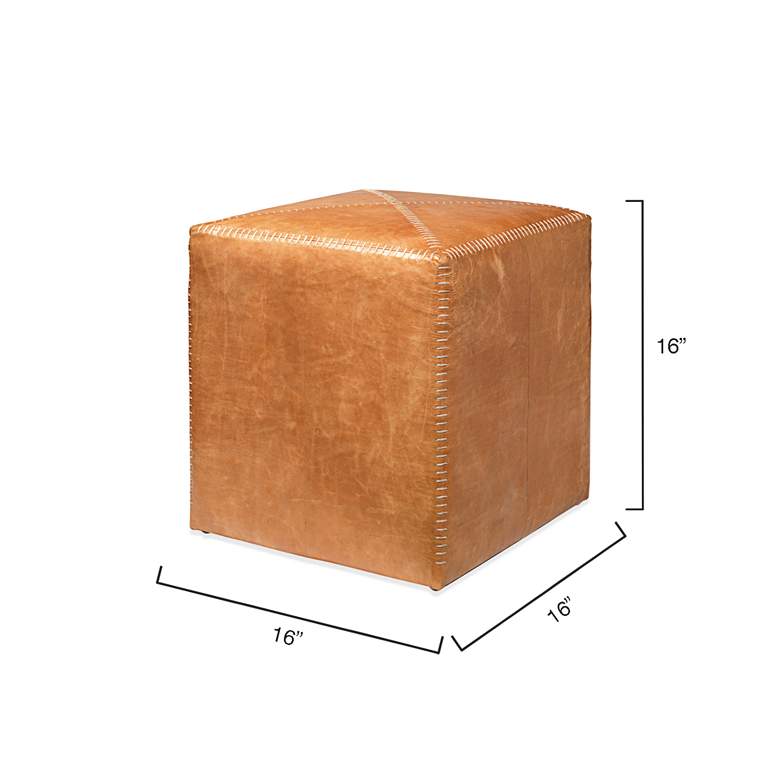 Image 3 Jamie Young Small Square Buff Leather Ottoman more views