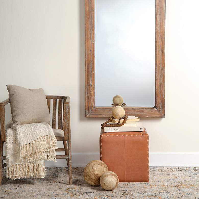 Image 5 Jamie Young Small Square Buff Leather Ottoman more views