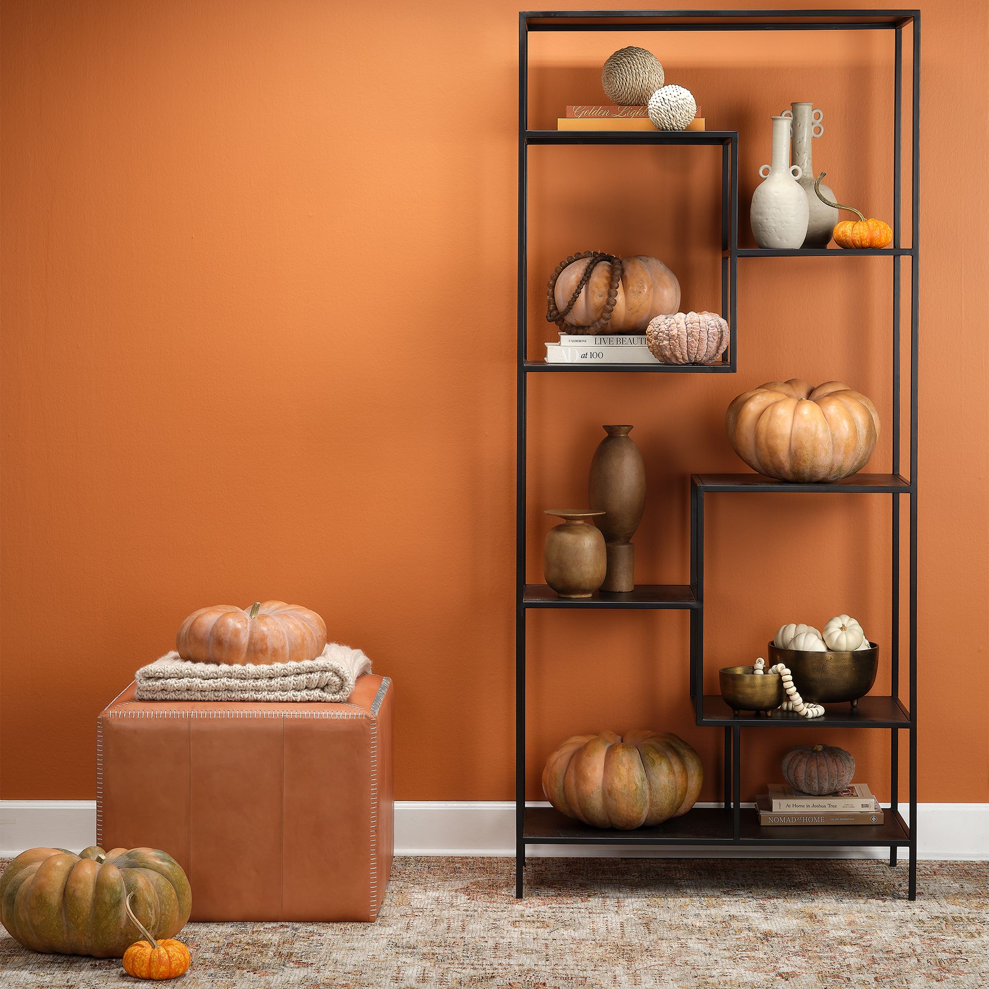 Jamie Young Small Square Buff Leather Ottoman