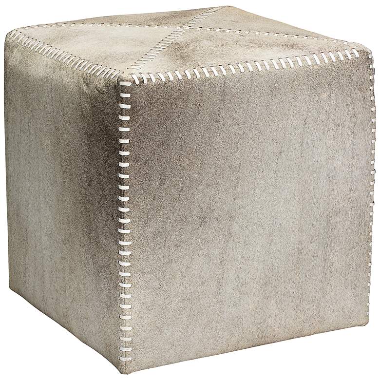 Image 1 Jamie Young Small Square Gray Hide Leather Ottoman