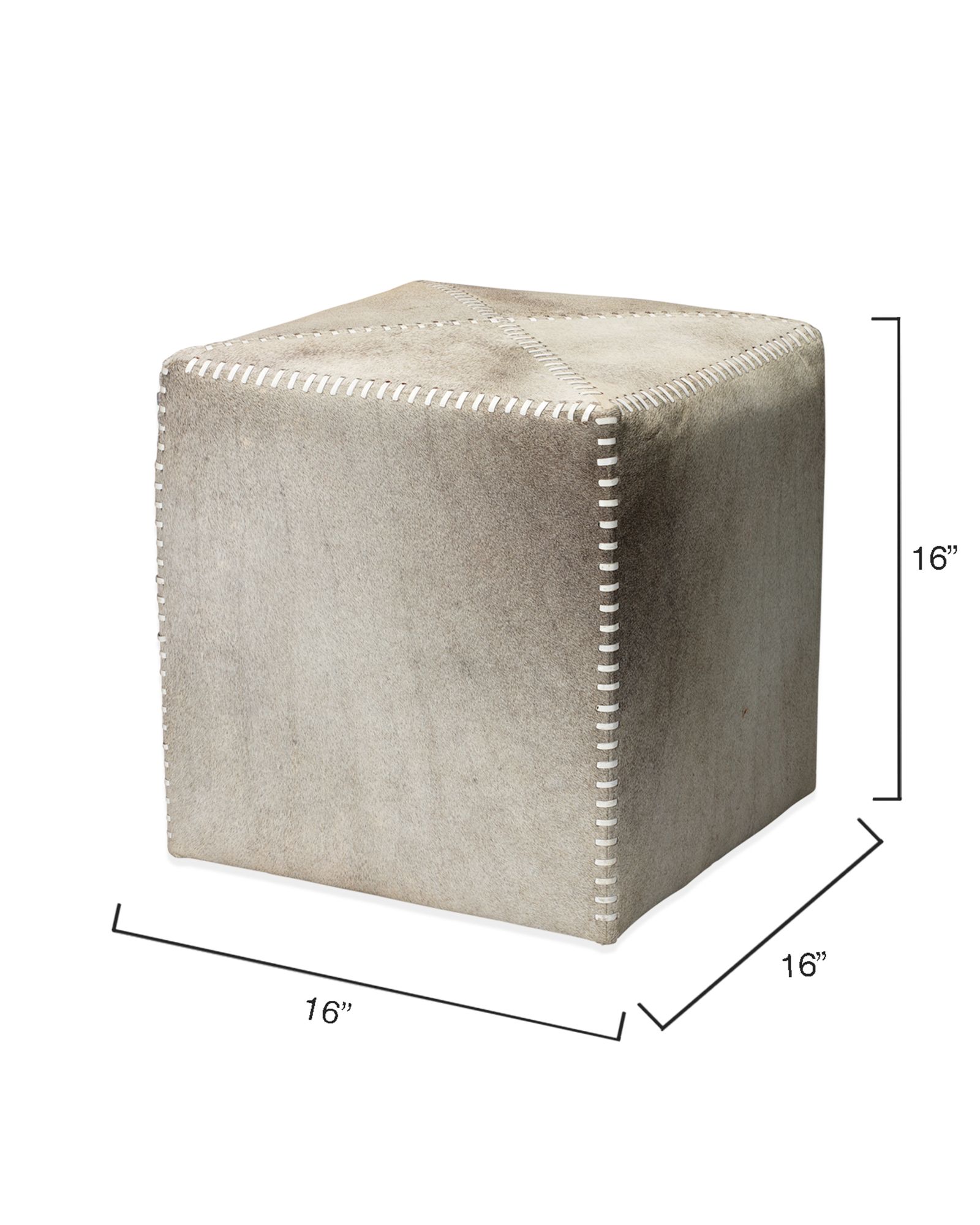 Image 3 Jamie Young Small Square Gray Hide Leather Ottoman more views