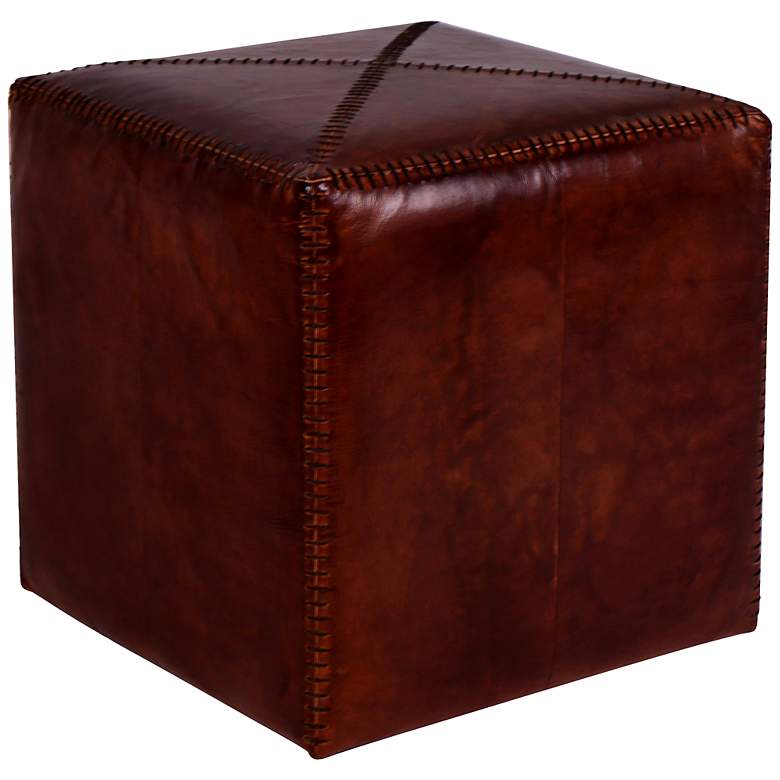 Image 1 Jamie Young Small Square Tobacco Leather Ottoman