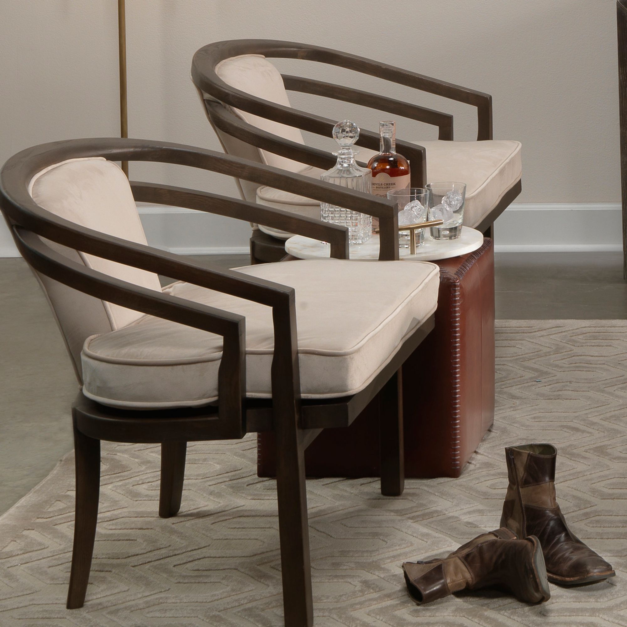 Image 5 Jamie Young Small Square Tobacco Leather Ottoman more views