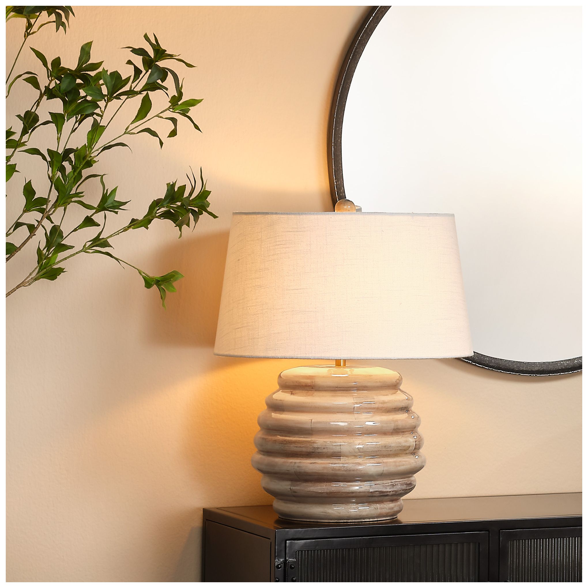 Image 4 Jamie Young Soroban Mango Wood Table Lamp with Linen Shade more views