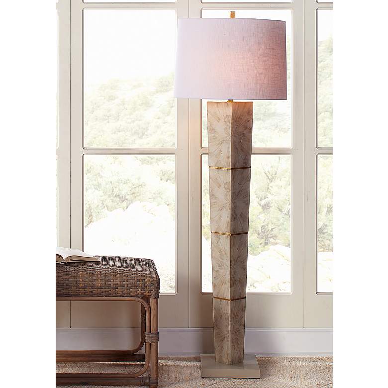 Image 1 Jamie Young Spectacle 60" Soft Gray Horn Lacquer Floor Lamp
