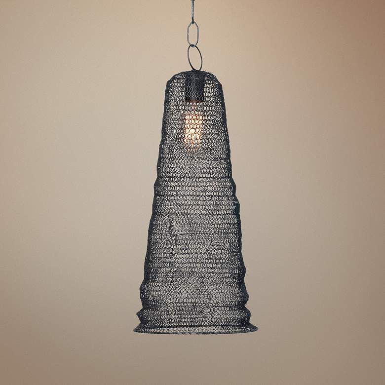Image 1 Jamie Young Spring Weave Gun Metal 10" Wide Pendant