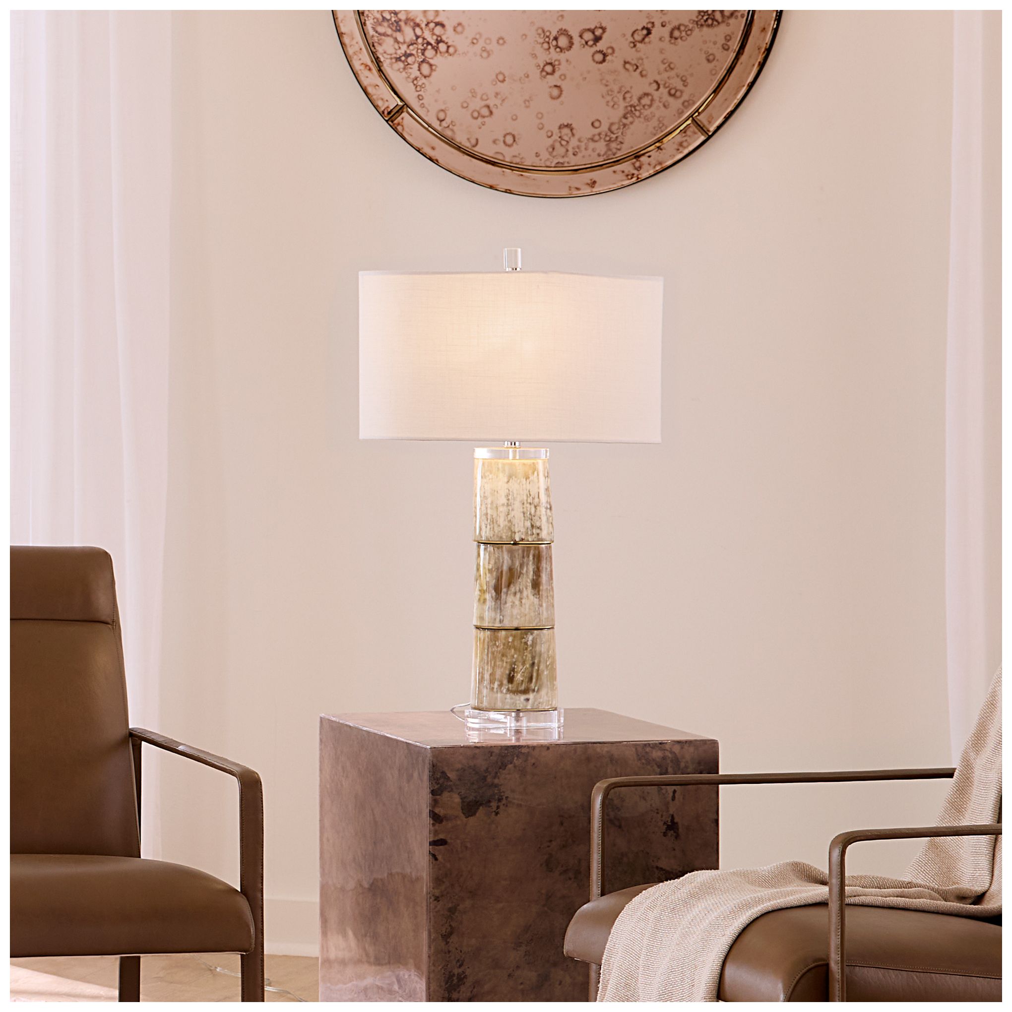 Image 2 Jamie Young Stag Stacked Horn Table Lamp 27" in Beige more views