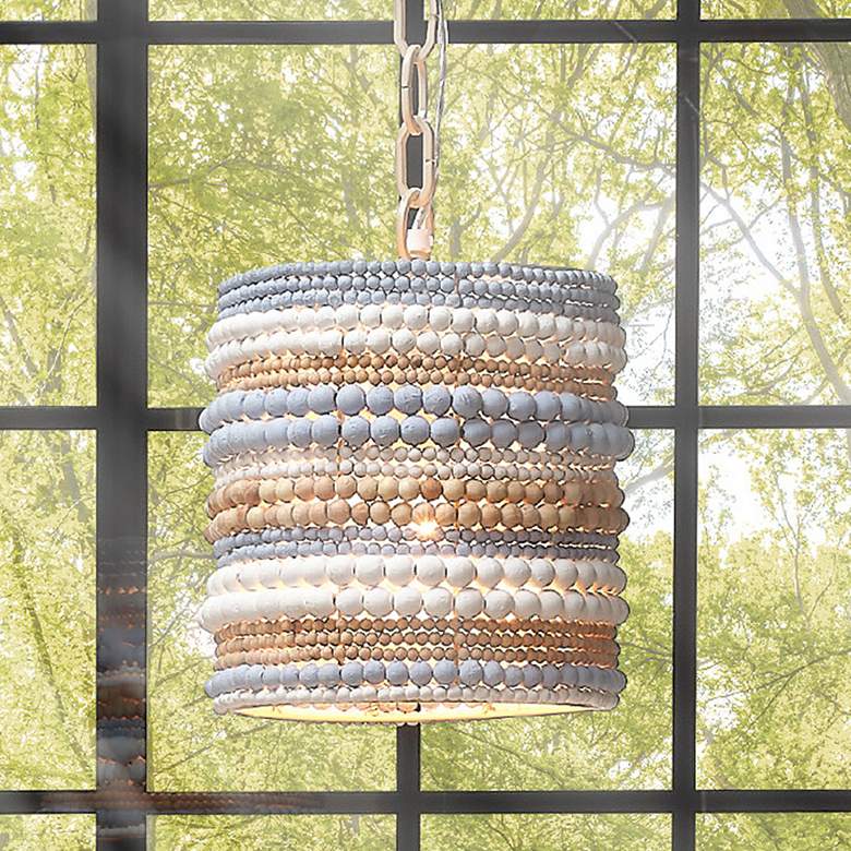Image 1 Jamie Young Strand Multi Color Wood Beaded 1-Light Pendant
