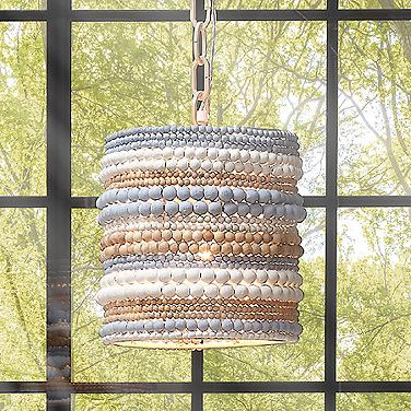 Jamie Young Strand Multi Color Wood Beaded 1-Light Pendant