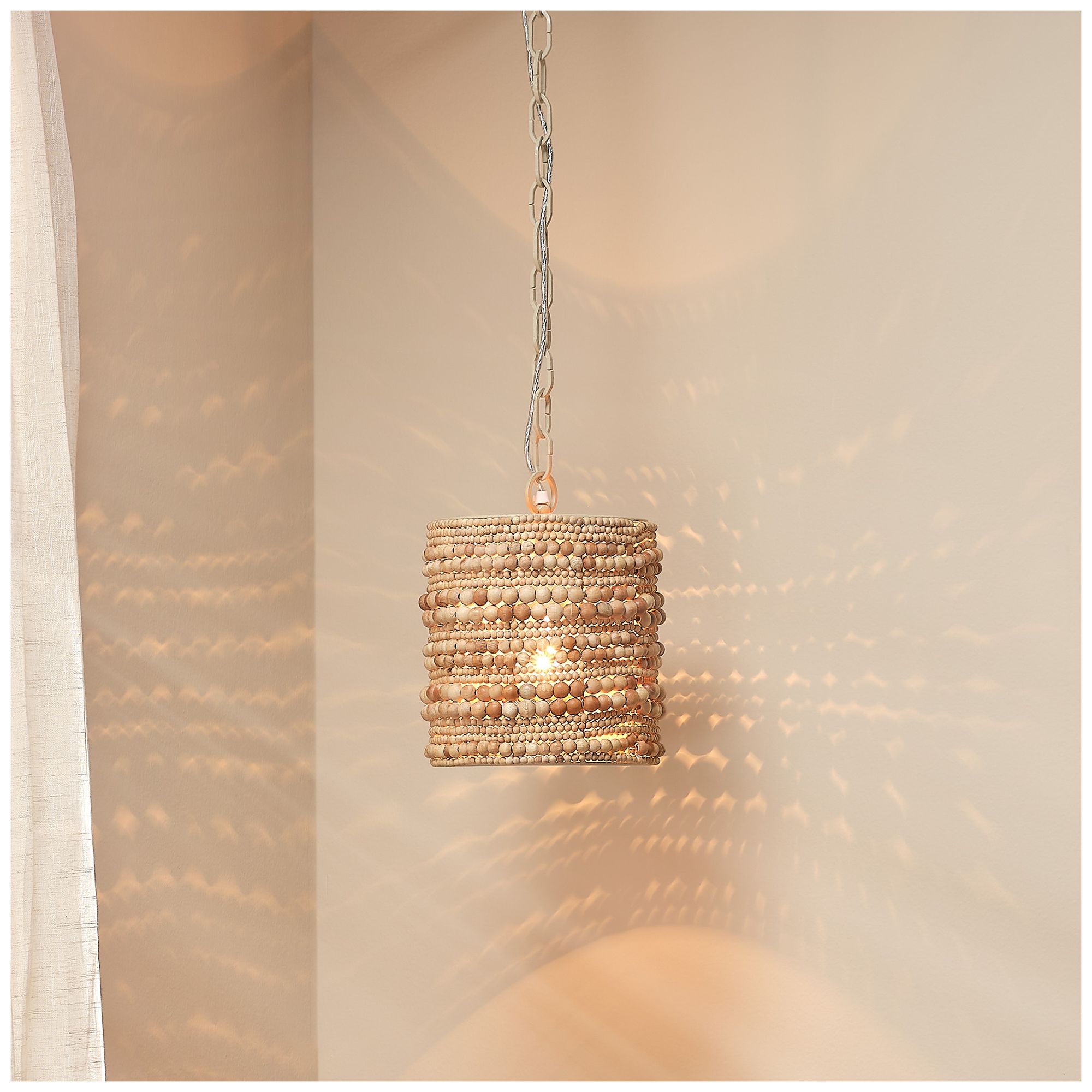 Image 2 Jamie Young Strand Natural Wood Beaded 1-Light Pendant more views