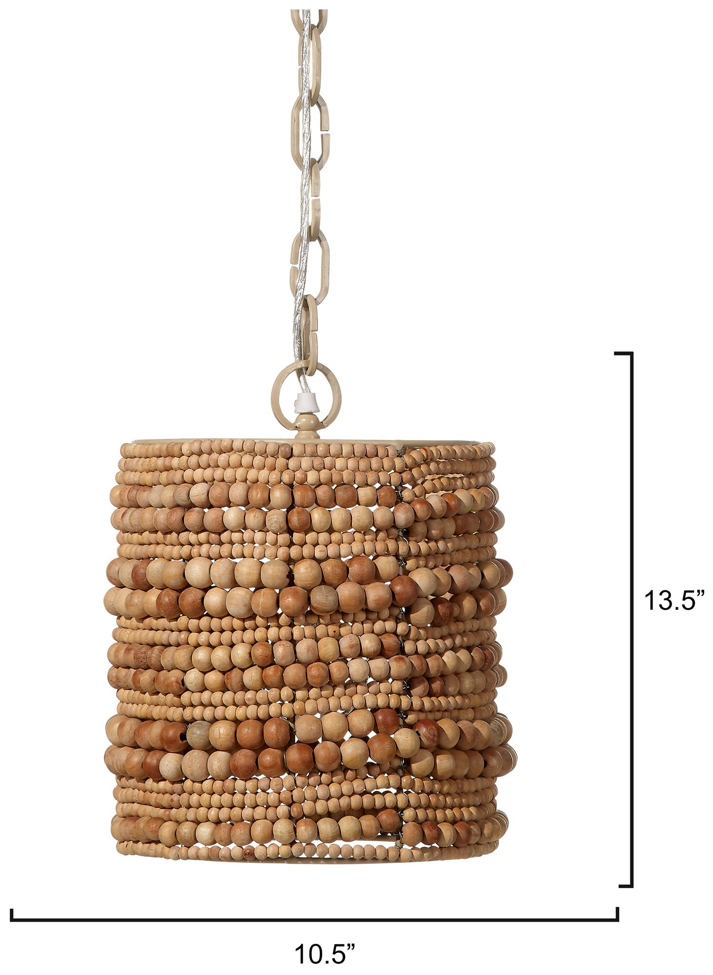 Image 3 Jamie Young Strand Natural Wood Beaded 1-Light Pendant more views