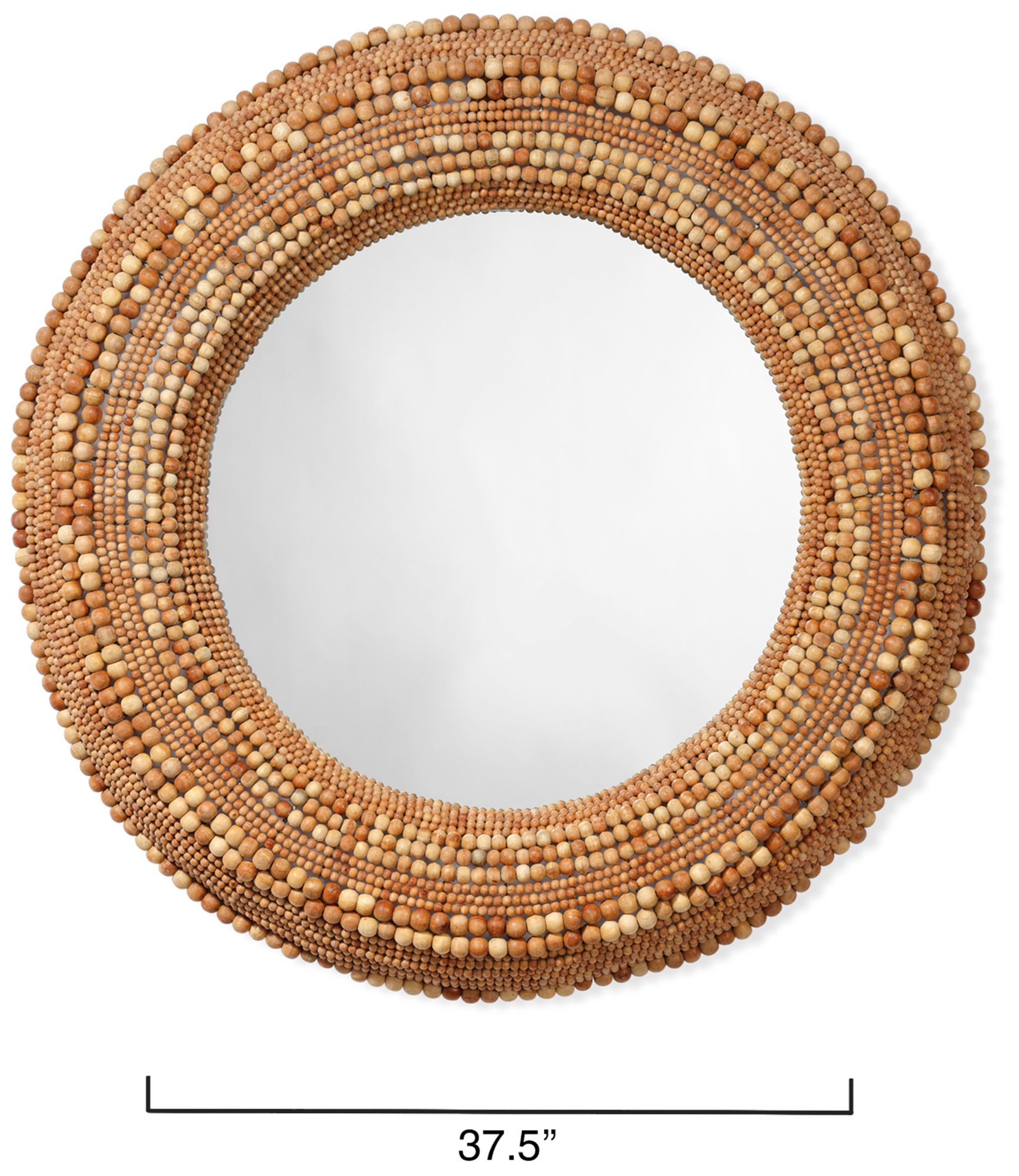 Image 3 Jamie Young Strand Wood Beaded 37.5" Round Wall Mirror in Natural more views