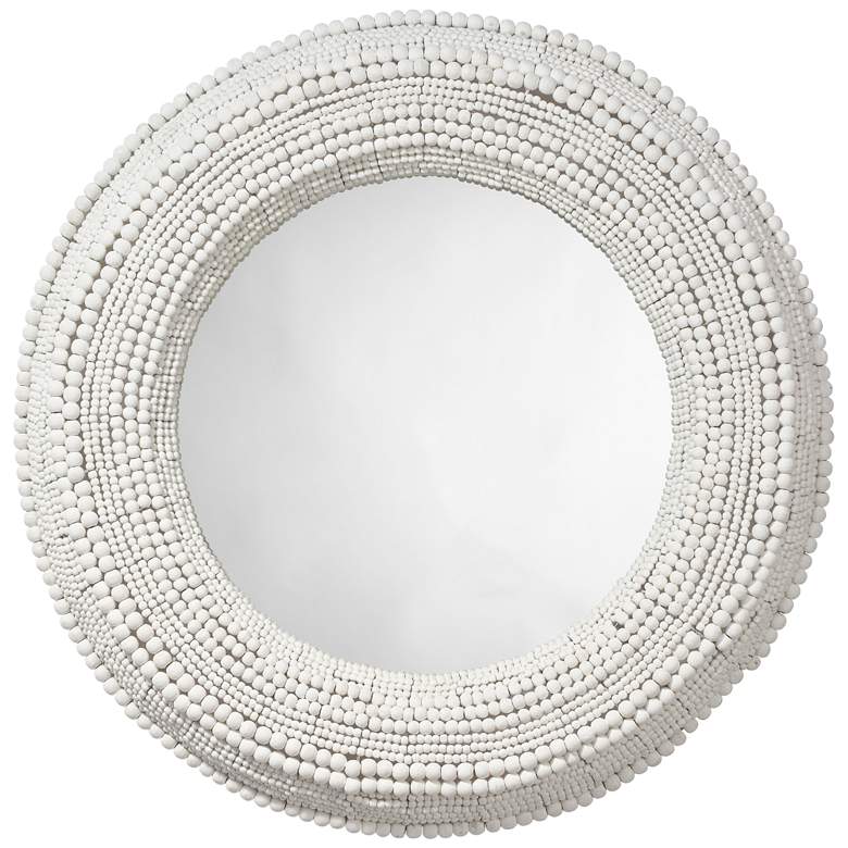 Image 1 Jamie Young Strand Wood Beaded 37.5" Round Wall Mirror in White