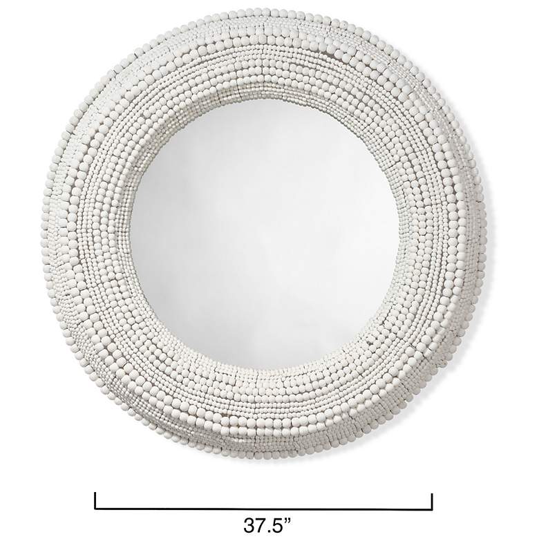 Image 3 Jamie Young Strand Wood Beaded 37.5" Round Wall Mirror in White more views