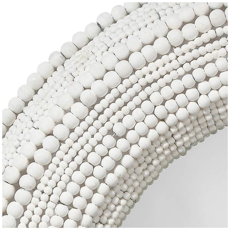 Image 4 Jamie Young Strand Wood Beaded 37.5" Round Wall Mirror in White more views