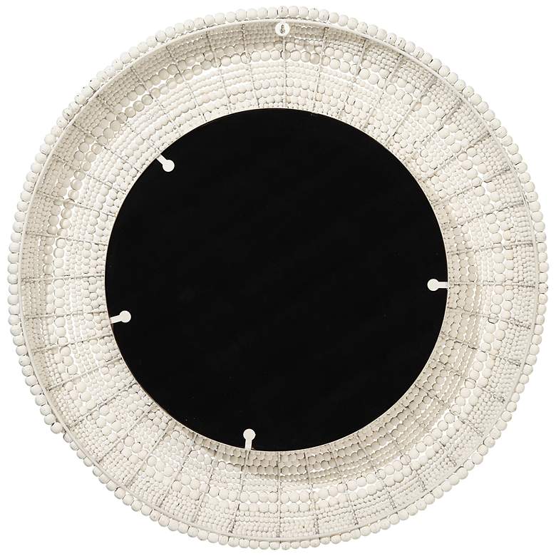 Image 5 Jamie Young Strand Wood Beaded 37.5" Round Wall Mirror in White more views