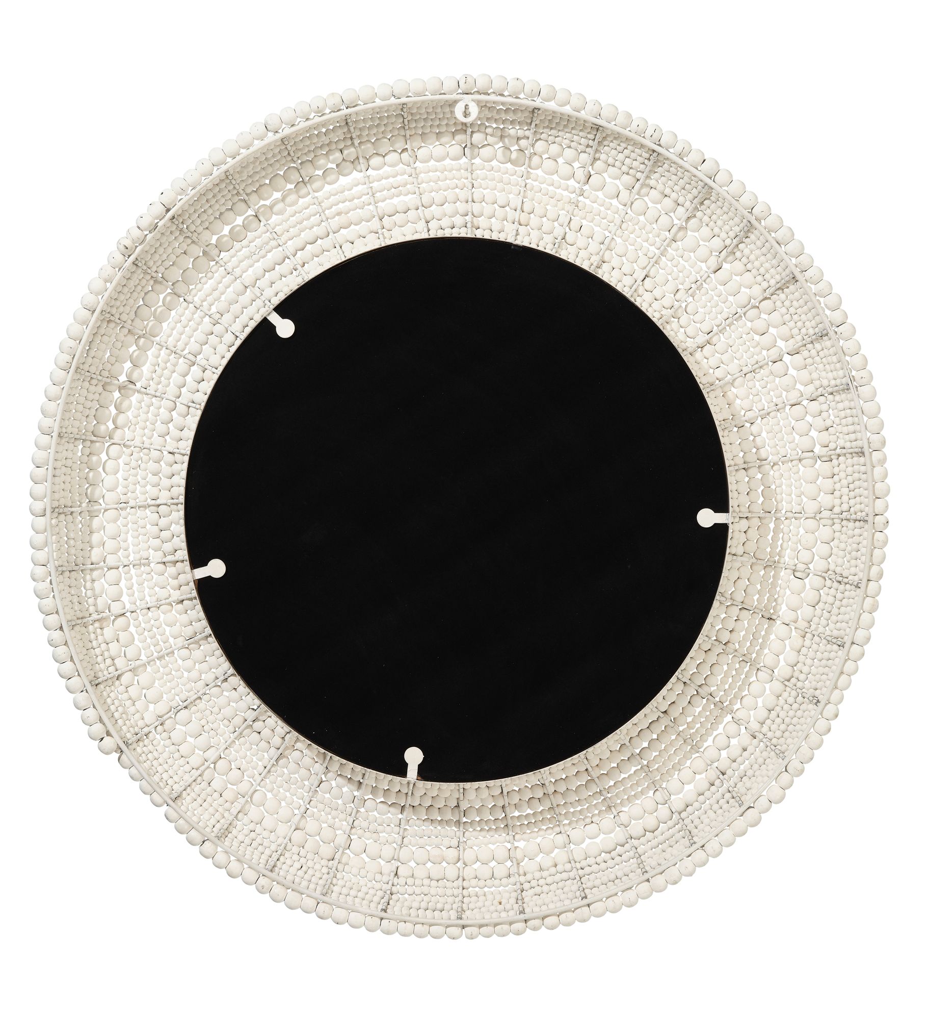 Image 6 Jamie Young Strand Wood Beaded 37.5" Round Wall Mirror in White more views