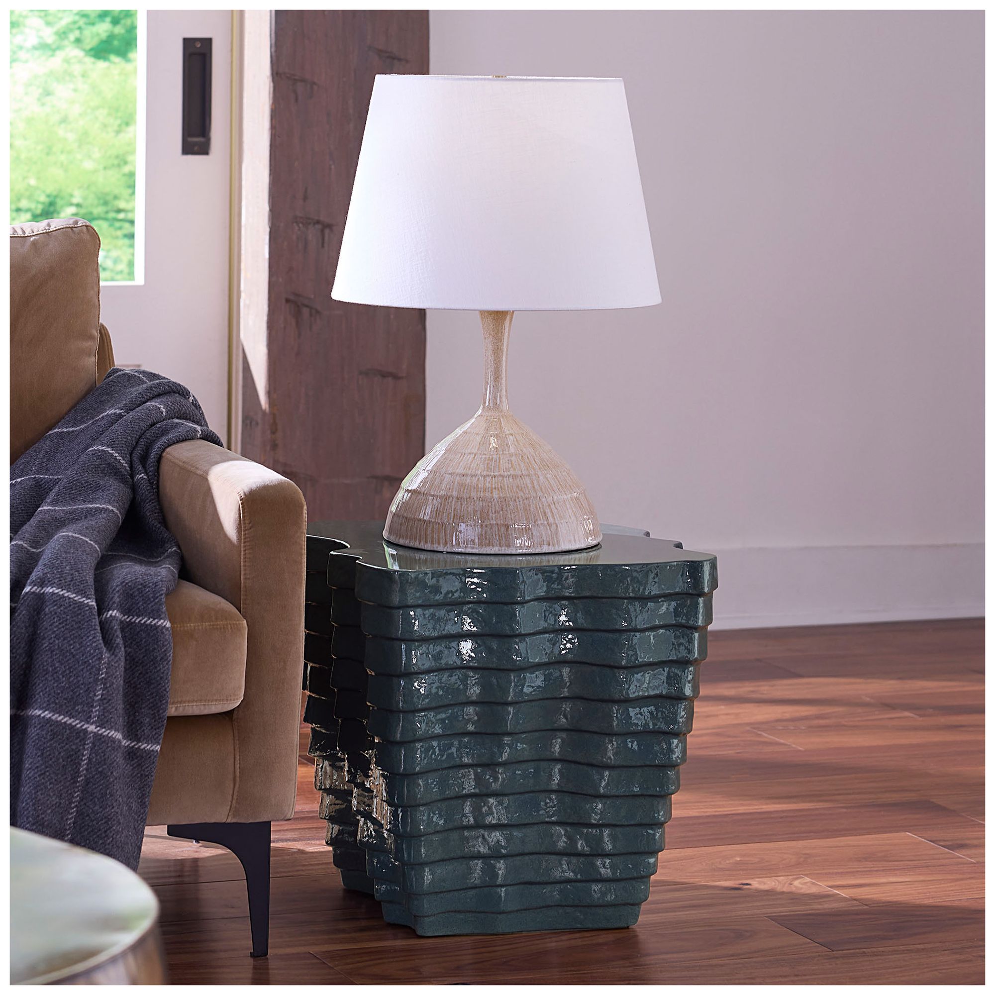 Image 2 Jamie Young Strata Side Table 18" in Blu more views