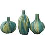 Jamie Young Stream Green and Blue Striped 3-Piece Vessel Set