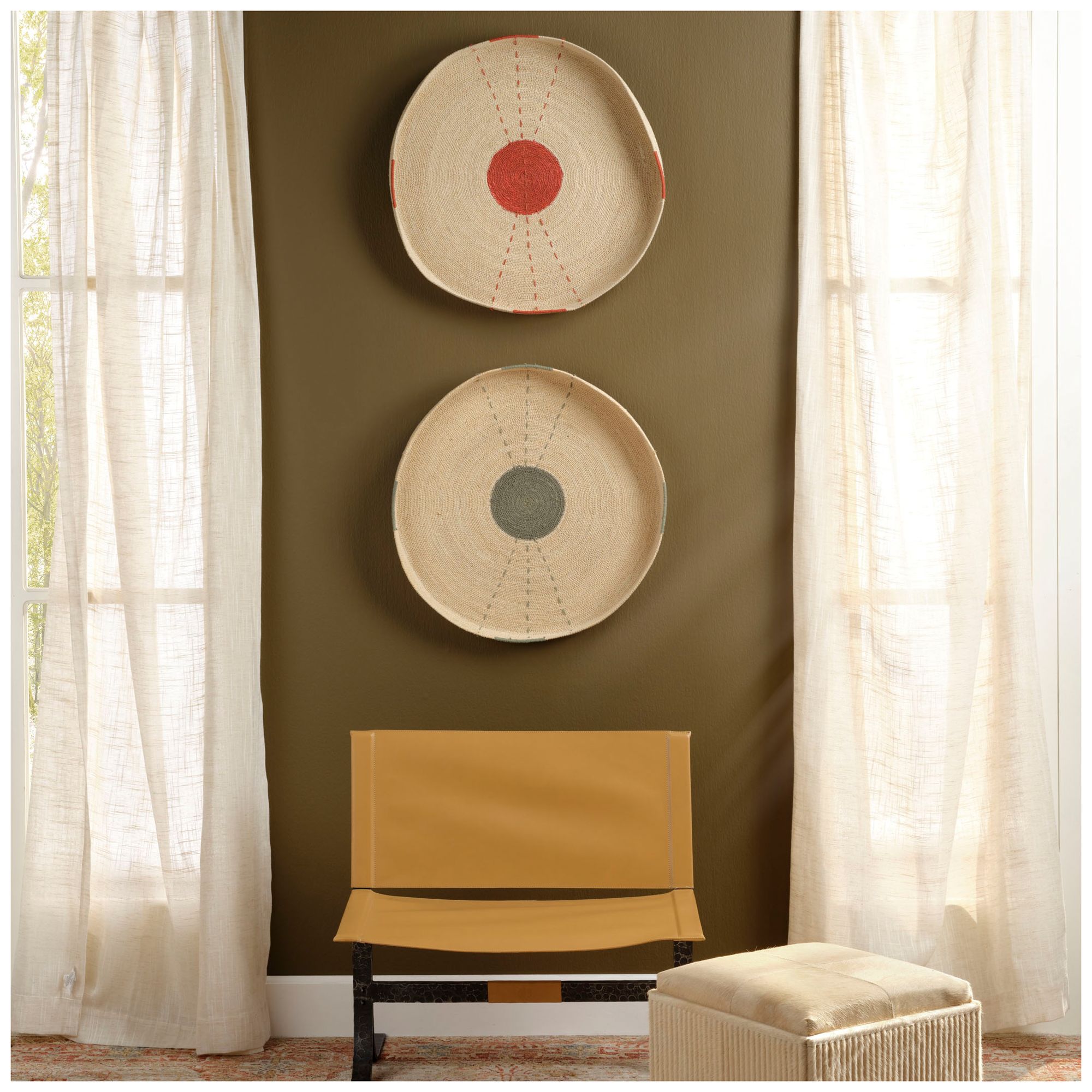 Image 2 Jamie Young Sundial Seagrass Round Wall Art in Rust more views