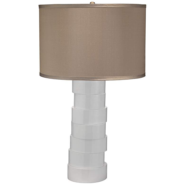 Image 1 Jamie Young Taupe Silk White Stacked Animal Horn Table Lamp