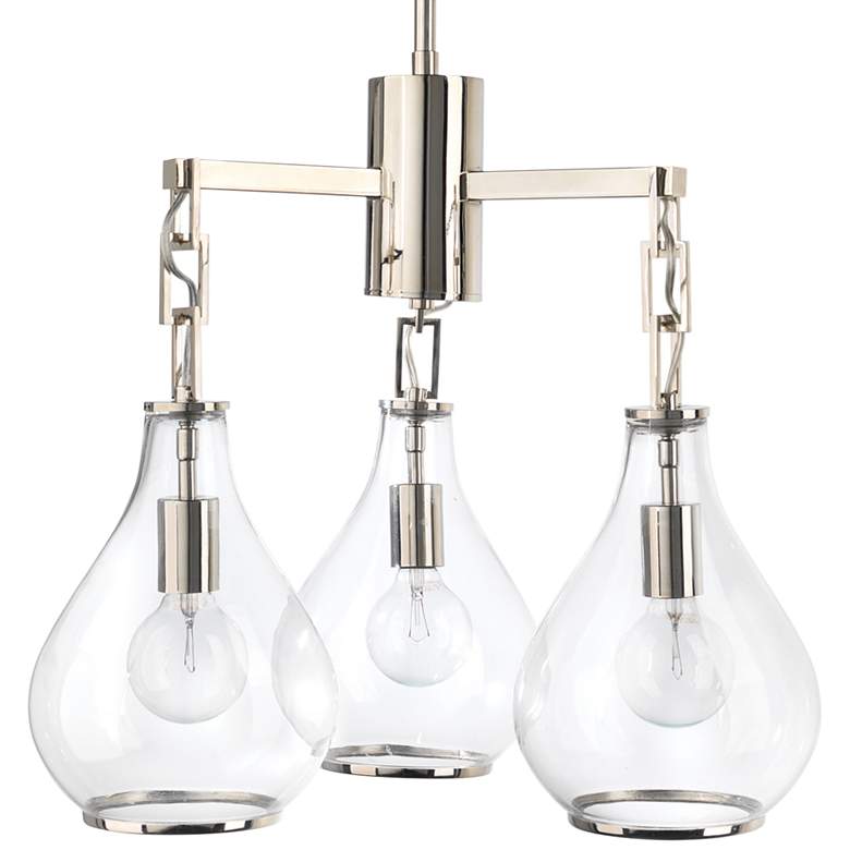 Jamie Young Tear Drop 22&quot; Wide Nickel and Glass 3-Light Chandelier