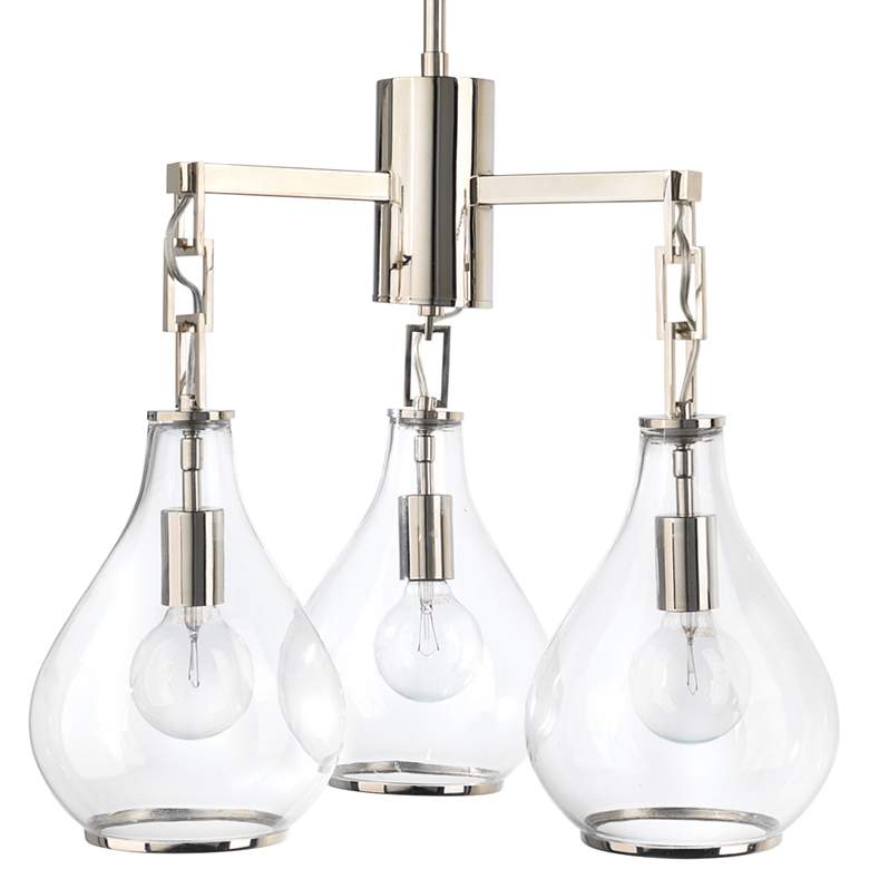 Image 1 Jamie Young Tear Drop 22" Wide Nickel and Glass 3-Light Chandelier