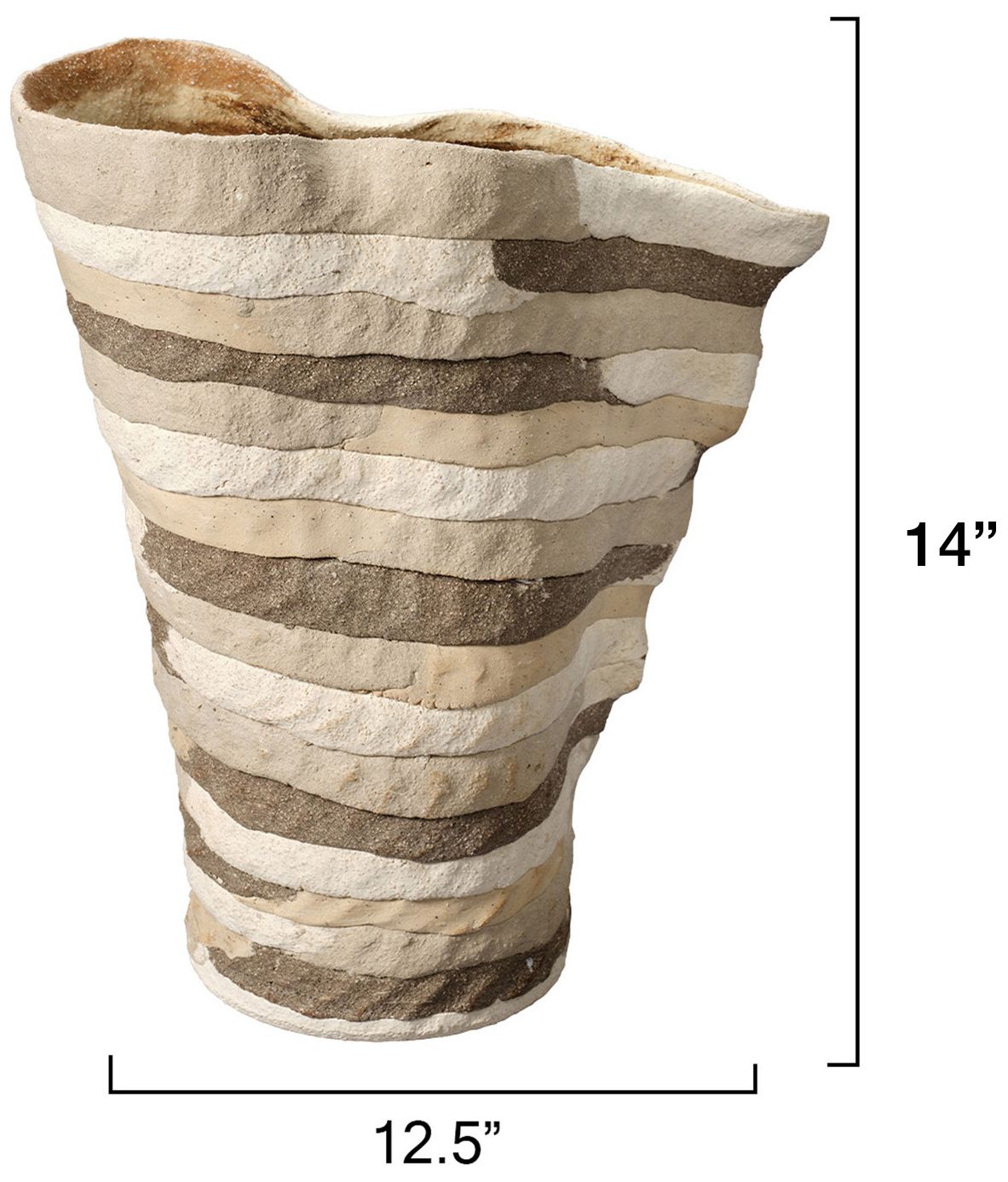 Image 3 Jamie Young Textile Porcelain Tall Vase 14" in Brown more views