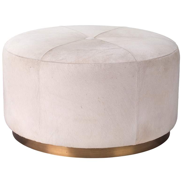 Image 1 Jamie Young Thackery Hide On Roud Pouf, Large