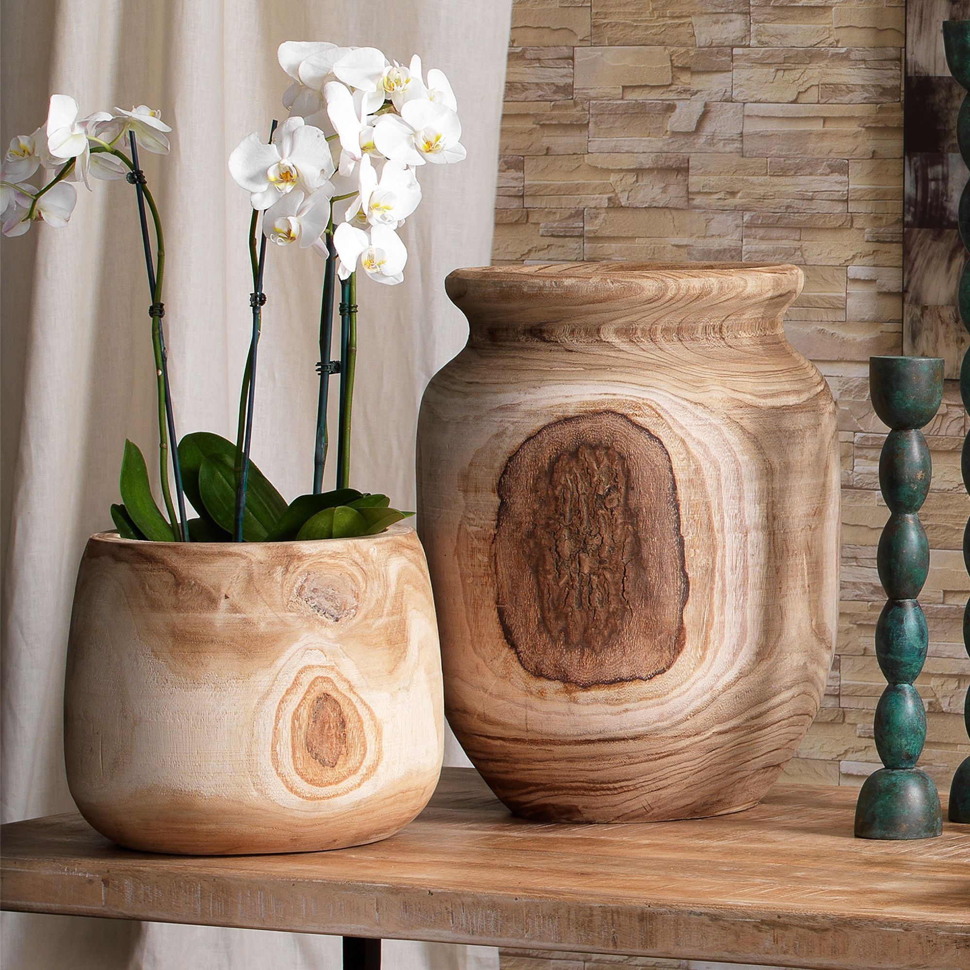 Jamie Young Topanga Natural Wood 22" High Wooden Vase Image 8